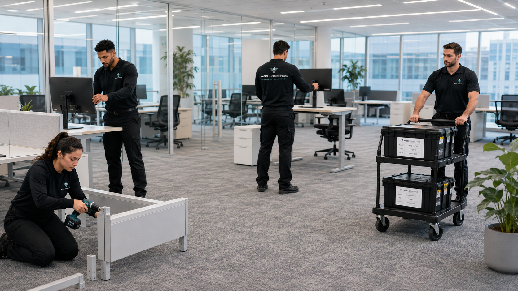 vgs employees working in a new office setting