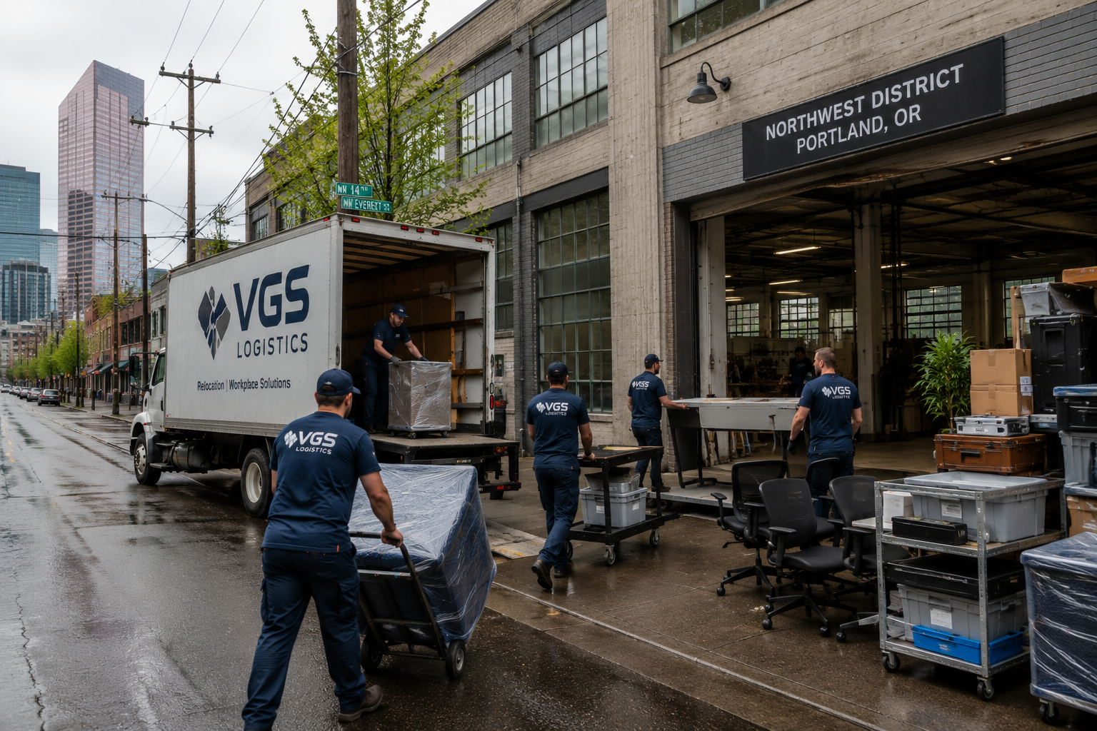 Office and commercial movers relocating a business in Northwest Portland Oregon