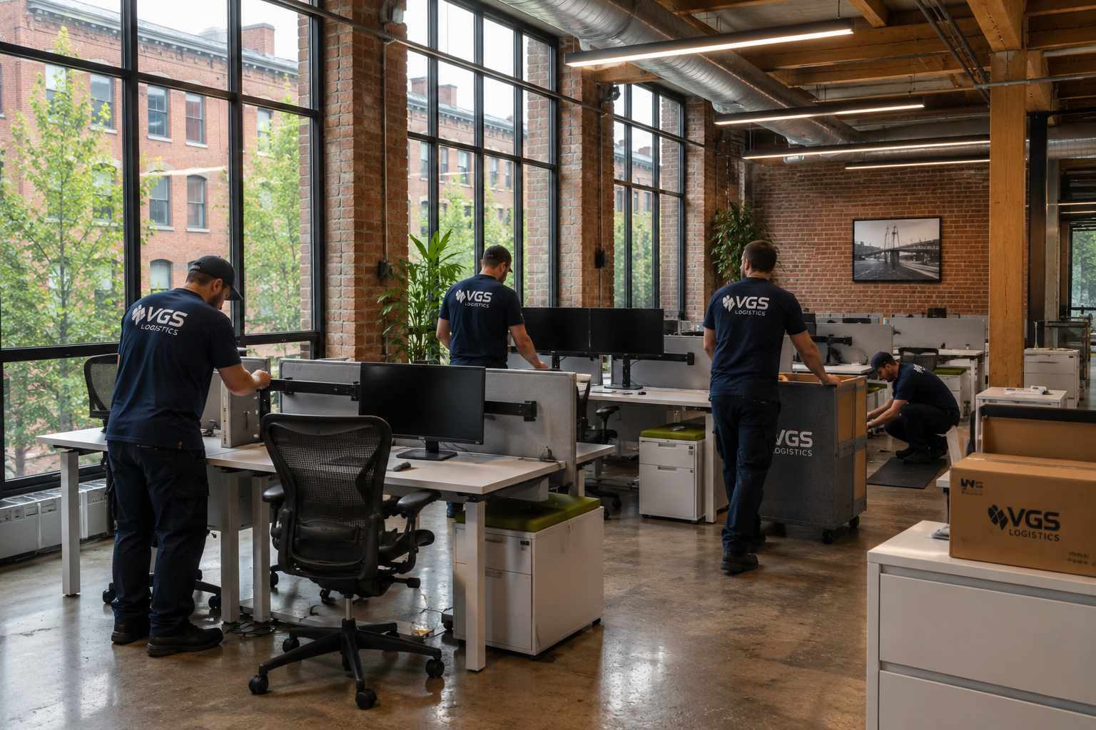 Office furniture installation and workstation setup near the Pearl District in Portland Oregon