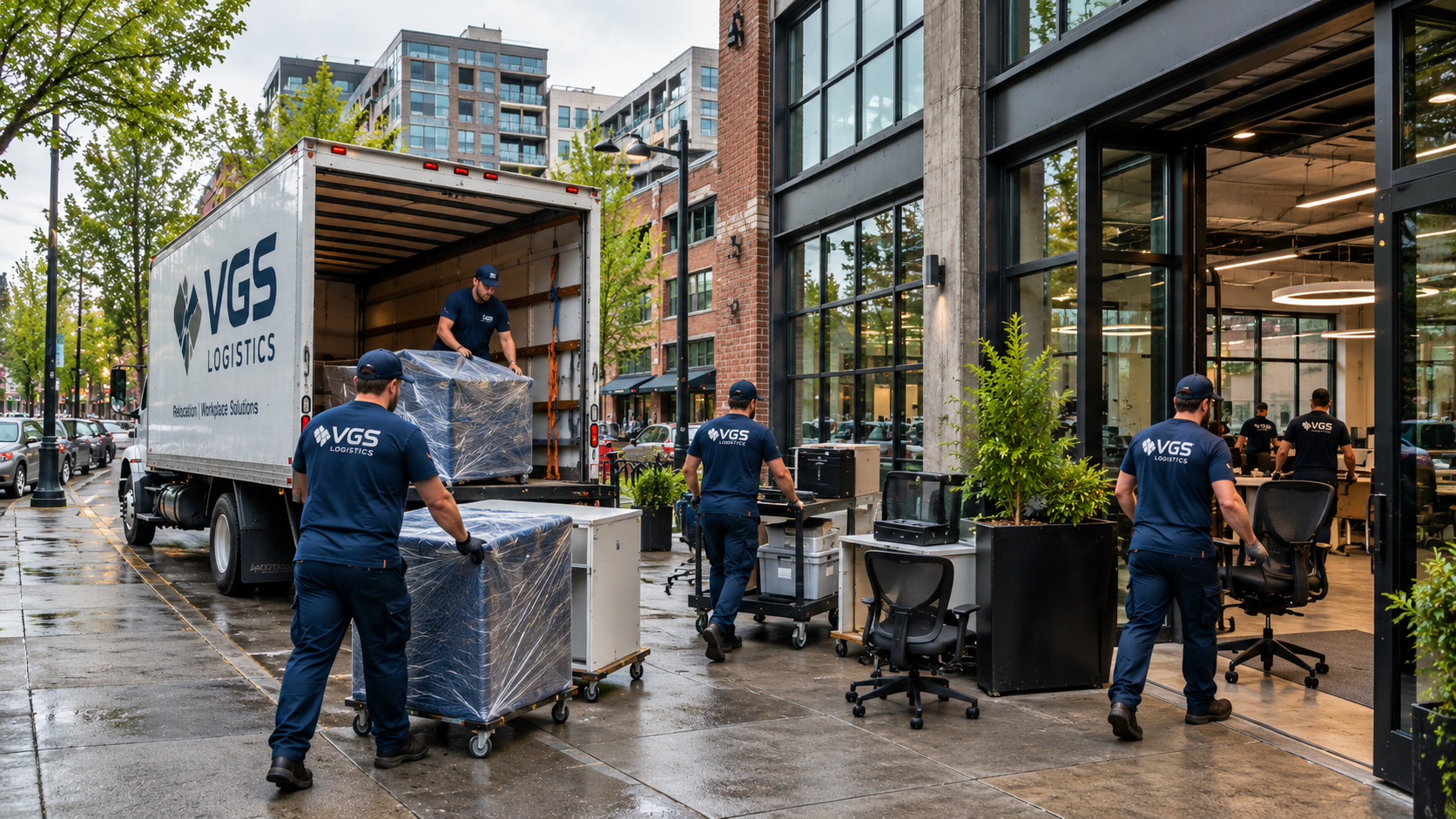 Office movers relocating a business near Slabtown in Portland Oregon